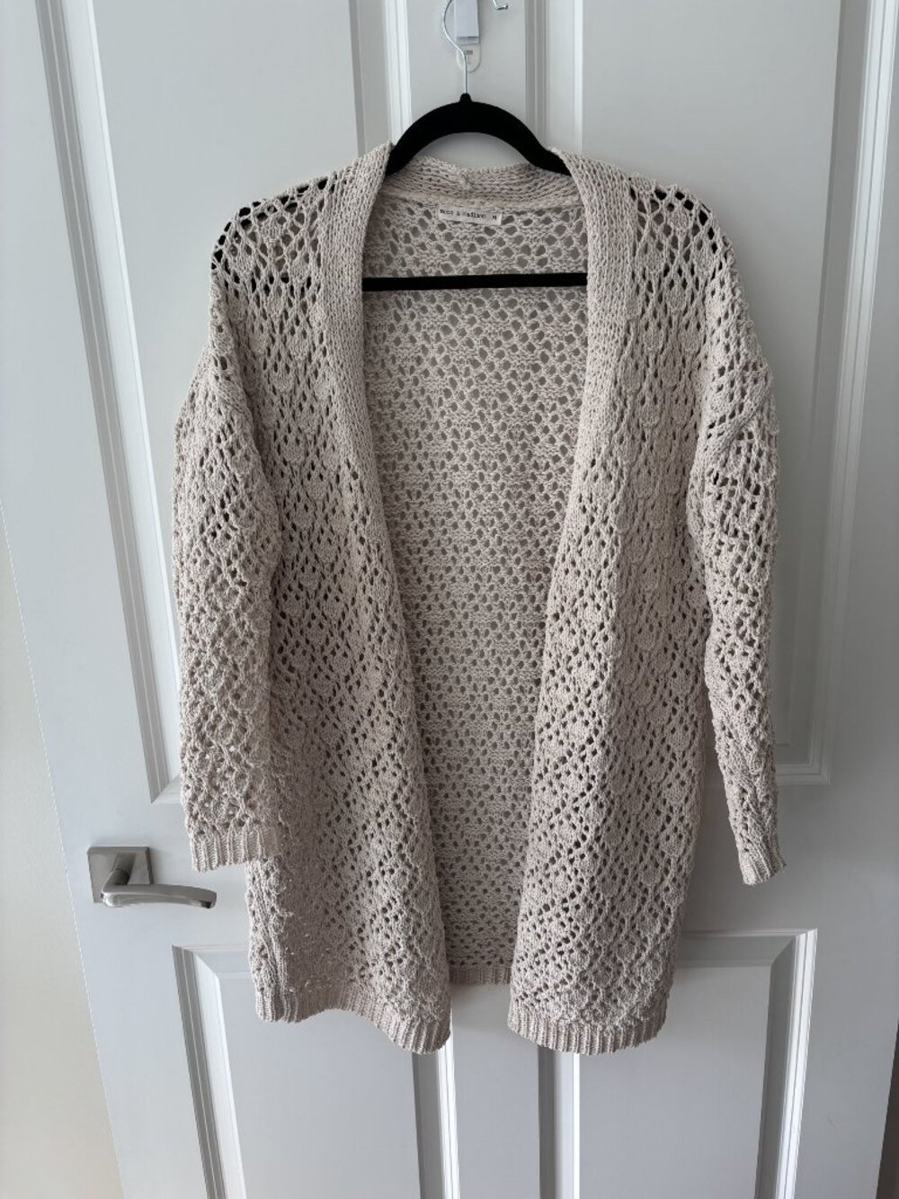 Moon & Madison Cream Open-Knit Long Cardigan, Size M